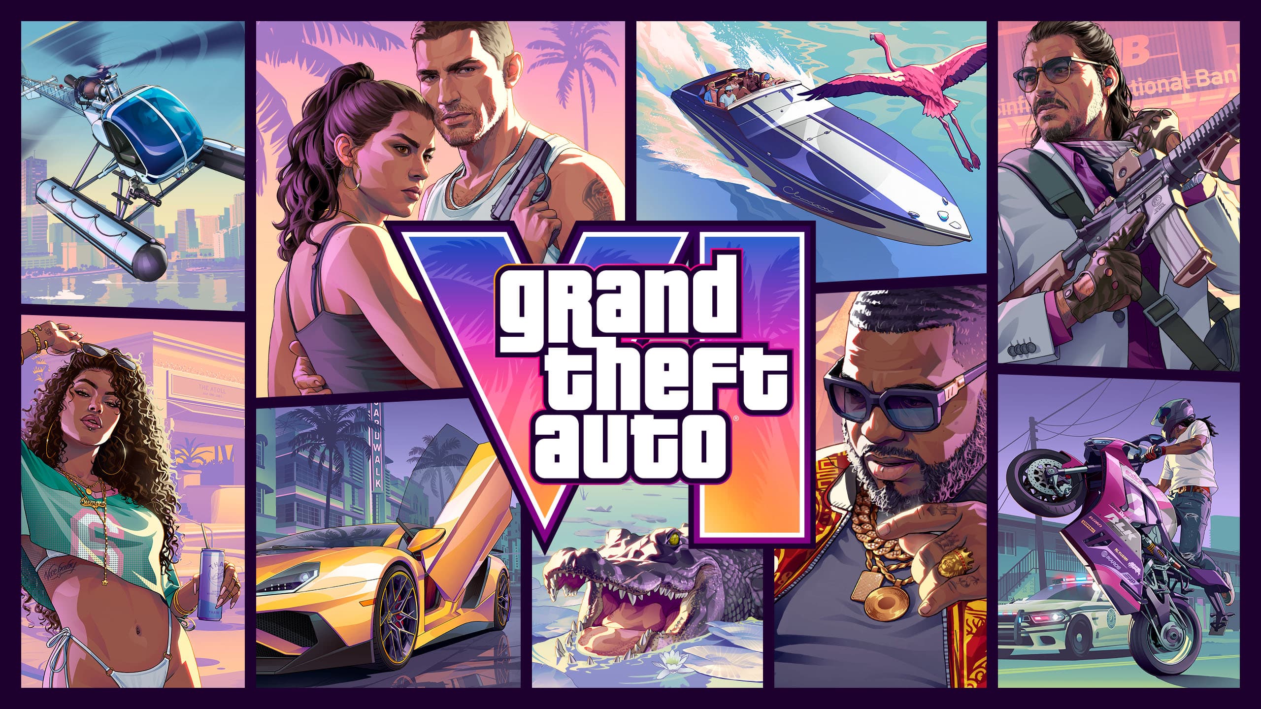 Grand Theft Auto VI key art poster, official Rockstar Games image